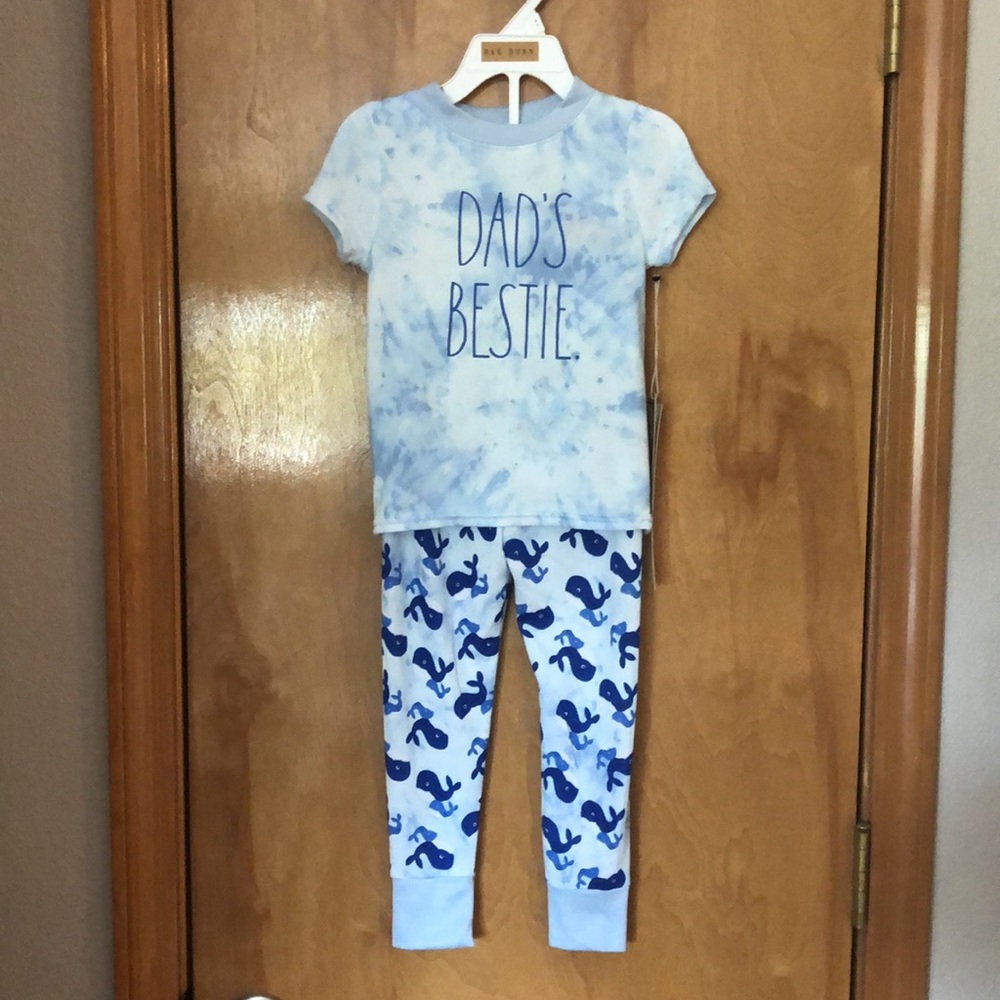 RAE DUNN blue whale tie dye 2 piece pajama set